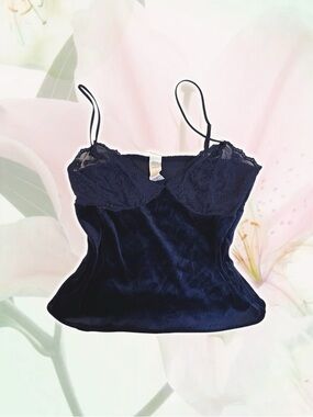 Secret Treasures Dark Navy Velvet Lace Lingerie Camisole